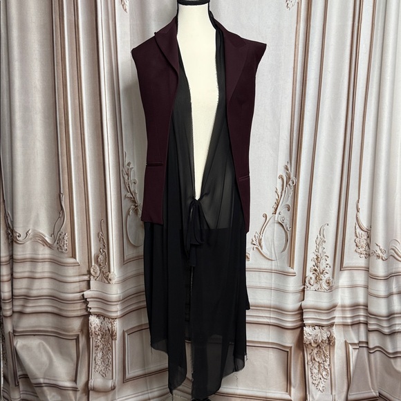 Unconditional Maroon and Black Vest with Sheer Detail - Picture 1 of 5